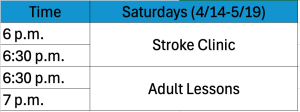 Tuesday Swim Schedule April-May 2026