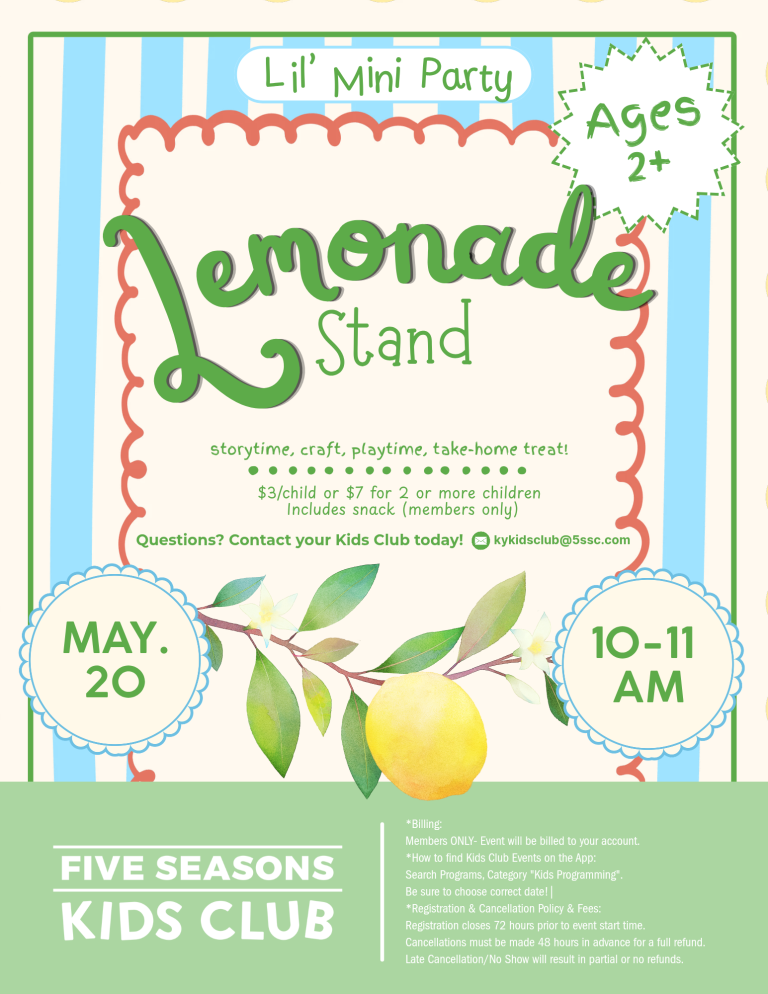 Lil Mini Party Lemonade Stand Event May 20, 10-11 a.m.