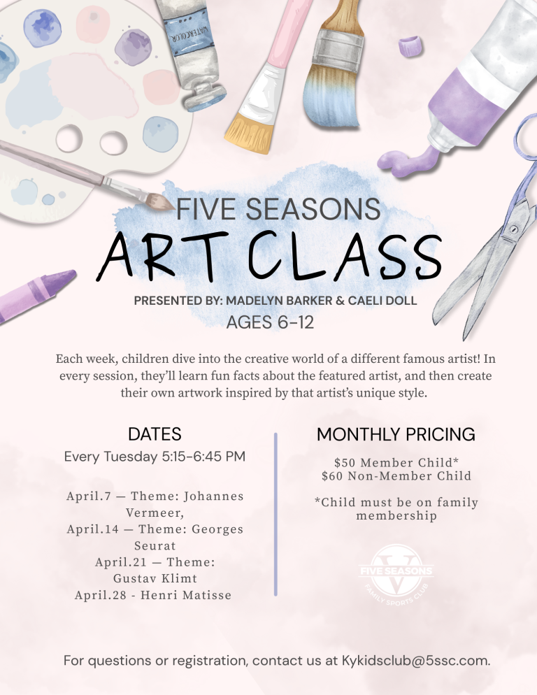 April Kids Arts Class Schedule